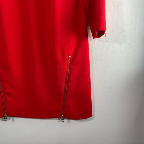 J. Crew Red Gold Double Zip Stretch Knit Shift Dress 00 - Picture 3 of 9